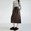 Falda de Cintura con Hebilla Lavable para Mujer, Nuevo Estilo Primavera/Verano 2026, Falda Lápiz Adelgazante con Abertura Trasera, Falda Vintage de Trabajo