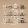 Cuentas sueltas vintage geométricas redondas, cuadradas, rectangulares y cuadrangulares de plata pura 999, accesorios para pulseras de manualidades DIY