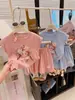 2026 Novo Estilo de Verão Camiseta Fofa de Desenho Animado de Manga Curta para Meninas Conjunto de Shorts Finos Estilo Pequeno Cheiroso para Crianças