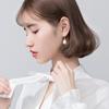 Pendientes de plata S925 para mujer, estilo coreano, con cuentas blancas frescas en forma de gota y perlas sintéticas, G2313