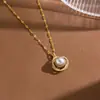 Collar de Acero de Titanio No Descolorante de Lujo Ligero Totalmente Incrustado con Diamantes para Mujer, Joyería de Alta Gama de Moda para Celebridades de Internet, Collar de Perlas para Mujer con Diseño Único