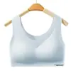Versión de Calidad Personalizada con Sellado, Estampado de Letras de Seda Helada Sin Costuras, Estilo Estudiante Femenina, Sujetador Push-Up Inalámbrico con Almohadillas Transpirables para el Pecho
