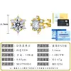 Pendientes de Plata S925 con Moissanita Estilo Francés Copo de Nieve Invernal con Seis Pétalos Alrededor y Incrustados con Piedras, Presentando un Diseño Brillante y Sofisticado