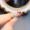 Anillo Popular de Granate Natural al por Mayor de Fábrica Plata S925 Incrustado con Piedra Principal 4*6 Joyería de Lujo Venta Directa de Fábrica