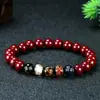 Pulsera de Arena Dorada Morada, Cuentas de Vidrio de Ceniza Fragante, Diseño DIY, Estampado en Caliente de los Cinco Elementos, Pulsera de Año de Nacimiento para Hombres y Mujeres, Cinabrio