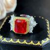 Joyería Nuevo Estilo Anillo Joyería Color Tesoro Púrpura Luz Lámpara Cambia de Color Corindón Rojo Cristal Azul Alta Moda Lujo Ligero Mujer