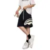 Shorts Esportivos para Homens e Mulheres, Verão Fino Estilo Coreano Calças de Comprimento Médio, Pretas Soltas Retas Casuais de Perna Larga Cinco Pontos