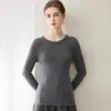 Suéter de cachemira pura 2026 invierno nuevo para mujer cuello redondo ajuste ceñido camiseta básica estilo dulce suéter de punto acanalado