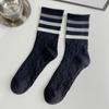 Japonês Cor Três barras Empilhadas Meias Femininas Moda Mesh College-estilo simples Meias finas para mulheres