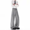 Pantalones Lisos de Color Sólido Estilo Americano con Caída para Hombre, Tendencia Pareja Estilo Retro Callejero Holgados Versátiles de Pierna Ancha