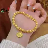 Loja Dourada Mesmo Estilo Pulseira de Olho de Gato com Pedras Studded de Diamante Gato da Riqueza Amarelo, Pulseira de Olho de Gato Gato da Riqueza com Design Exquisito, Joias de Alta Qualidade