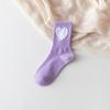 Corea del Sur ins calcetines modernos morados con flor de amor para mujer a media pantorrilla estilo dulce universitario lindos calcetines deportivos