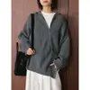 Louvre Invierno Nuevo Estilo Coreano Diseño Simple Cremallera Diagonal Sudadera con Capucha Silueta Holgada y Cómoda Prenda Superior para Mujer