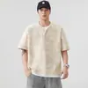 Camiseta Masculina Falsa Duas Peças Manga Curta 2026 Verão Nova Camisa Casual Masculina Gola Redonda Versátil Manga Meia Manga Solta