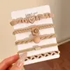 Diadema Versátil de Color Marrón para Mujer, Alta Elasticidad, Durabilidad y No se Deforma para Cola de Caballo, Cuerda para el Cabello, Goma Elástica, Funda de Cuero, Accesorios para el Cabello al por Mayor