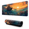 Mouse Pad Estilo Japonês Onda, Pad Espesso Extra Grande para Teclado de Mesa de Escritório, Tapete de Mesa Criativo de Tinta Manga para Meninos