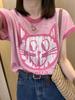Camiseta de punto de seda fina de hielo para mujer, camiseta de verano con diseño de nicho, estilo gato, holgada, adelgazante, de manga corta, a la moda.