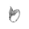 Anillo de cola de pez de plata tailandesa vintage Chiba para mujer, diseño de nicho 2023, nueva moda, personalidad, joyería de mano para parejas, combinable.