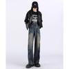 Jeans Retro de Tiro Alto de Pierna Ancha para Mujer de la Alta Calle Americana, Estilo Nuevo, Corte Holgado, Adelgazantes, Pantalones Rectos con Retazos