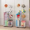 Rack de armazenamento para esportes em casa para basquete, futebol, vôlei, raquetes de badminton e equipamentos de ginástica; um rack de armazenamento e organização para bolas esportivas