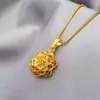 Colgante Popular de Flor de Peonía para Mujer, Chapado en Oro, Cadena para Clavícula Duradera y que No se Desvanece, Venta al por Mayor