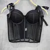 Menina Doce Francesa Usando Camisola Tomara-que-caia com Alça Fina Top Base Feminino Sexy com Barbatanas para Afinar a Cintura