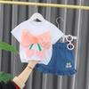 Trajes de Manga Corta para Niños Ropa de Verano Nueva Estilo para Niñas Conjuntos de Ropa para Bebés Ropa Delgada para Niños Venta al por Mayor Transfronteriza