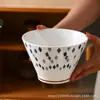 Bol de Cerámica Estilo Japonés con Coloración Bajo Esmalte para Fideos Modelo Nuevo 2025 Bol Doméstico para Fideos Instantáneos Bol para Sopa de Fideos Bol Grande Bol Cónico Bol para Fideos Ramen