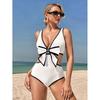 Traje de baño de una pieza de nuevo estilo europeo y americano 2026 para mujer, popular en Amazon, Bikini de color sólido negro y blanco