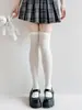 Meias de Renda Multicamadas Acima do Joelho Estilo Japonês Meias JK Meias Cubo com Laço Fofo Meias Lolita Pretas