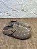 Primeiro Encontro Pelúcia Bolinhas Retrô Tamancos Birkenstock Mules Slip-ons Fivela Plana Calçados Casuais Sapatos Slip-on