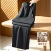 Calças casuais masculinas de acetato texturizado e lã para primavera e outono, calças esportivas de perna larga retas e largas, calças estilo pai plus size