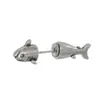 Pendientes de Tiburón Vintage para Hombre Tendencia Distintivo Estilo Oscuro Pendiente Individual Moda Estilo Hip-hop Imitación Plata Tailandesa Pendientes de Pez Pequeño