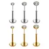 Joyería para piercing de acero inoxidable en stock transfronterizo, tachuelas para el hueso de la oreja, tachuelas redondas de circonita con base plana, tachuelas para el cartílago de la oreja, stock de fábrica al por mayor