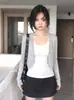 Chaqueta cárdigan fina gris protectora del sol para mujer, estilo coreano de verano, casual y relajada, chal corto ligero para usar por fuera