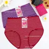 Ropa interior de algodón para mujer, talla grande, a rayas, para mediana edad y ancianos, de cintura media, calzones cómodos para madres, transpirable, al por mayor en stock