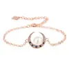 Japón y Corea del Sur Lujo Ligero Forma de Media Luna con Diamantes Completos Juego Pulsera de Perlas Venta al por Mayor Transfronteriza 529 Chapado en Plata Oro K Juego de 4 Piezas