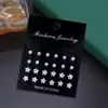 Pendientes de Zirconia y Perla Transfronterizos Europeos y Americanos Combinación de 12 Pares Traje de Pendientes Asequibles Moda Simple Pendientes Unisex