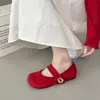 Sapatos Mary Jane Vermelhos Macios com Velcro Estilo Retrô 2026 Nova Coleção Outono Versáteis com Saias Sapatilhas Artísticas Estilo Mori