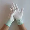 Proteção Eletrônica Proteção do Trabalhador em Obra Palma Antiderrapante Trabalho Nylon Branco Revestido PU Palma Luvas Pretas