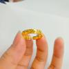 Conjunto de Anillo y Pulsera de Hielo Triturado Dorado Oro de Arena Vietnamita Imitación Moda Elegante Anillo Abierto de Hielo Triturado
