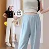 Pantalones de mujer embarazada sin tela para el vientre, pantalones de pierna ancha para mujer embarazada, pantalones de leche, ropa de mujer embarazada de primavera y verano 2025, nuevos pantalones casuales para mujer embarazada de verano