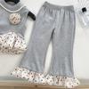 Traje Casual de Verano 2025 para Niñas con Estampado de Corazones, Manchas y Empalmes, sin Mangas y de Pierna de Campana