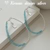 Estilo Coreano Nuevo Estilo Japonés Cadena Fresca para Clavícula Plata de Ley S925 Rodocrosita Rombo Pulsera con Cuentas de Plata Versátil