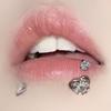 Anillo de labios con forma de pétalo de flor y dientes internos de tres colores, con diamantes y circonitas, joyería con perforaciones, de acero de titanio, nuevo, dulce y genial.