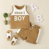 Ropa para niños un lote de 2025 verano bebé niños sin mangas estampado de letras costura casual niños traje pequeño