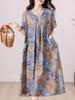 Vestido de Algodón y Seda de Verano para Mujer, Corte Holgado, Adelgazante, para Madres de Mediana Edad y Mayores, Falda Acampanada, Nuevo Modelo 2026, Artículo Popular de Moda de Este Año