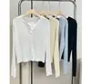 Blusa de Gola V para Mulheres, Cardigã de Tricô Fino Respirável Estilo Coreano em Tencel, Jaqueta Cardigã de Tricô Manga Longa para Primavera, Slim Fit