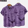 Estación Independiente Transfronteriza Halloween Impresión Digital 3D Manga Corta talla extra para Hombre Holgada Camisa de Fiesta Kuso