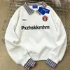 Moletom Básico Versátil de Peso Pesado com Gola Polo para Mulheres, Temporada Outono e Inverno 2025, Forrado com Fleece, Quente, Falso Duas Peças, Top de Caimento Solto